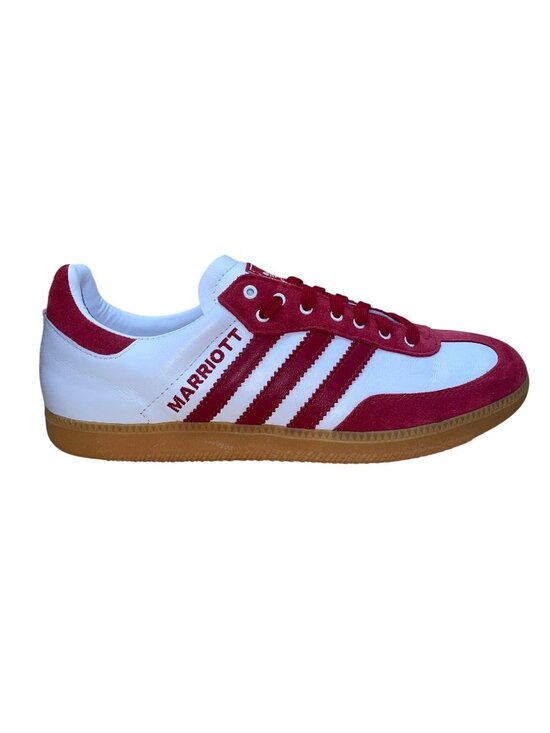 adidas Shoes - Mi Adidas Women’s Red Suede & White Leather Marriott Samba Sneakers Sz 8.5